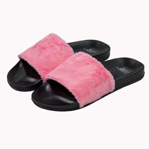 Luxe Fashion Classic Faux Sheepskin Women Slides | 1-Piece | Pink